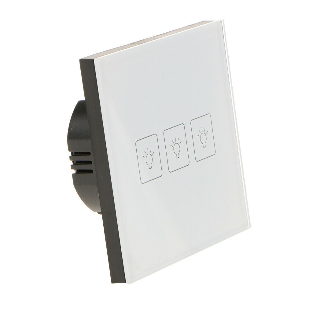 Smart ON/OFF LED Light Crystal Glass Panel EU UK Touch Screen Switch White