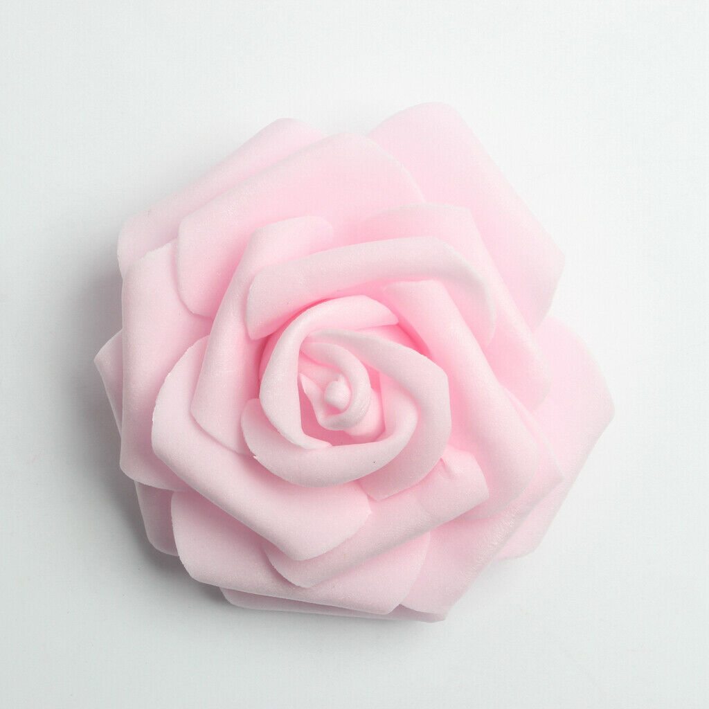 100 Pack Mini Artificial PE Rose Flower Head DIY Home Decor Craft 8cm Pink