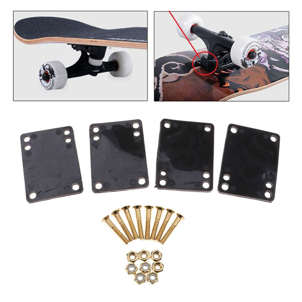 Skateboard Riser Pads Longboard Rubber Shock Pad Trucks Wheel Bolts Screws
