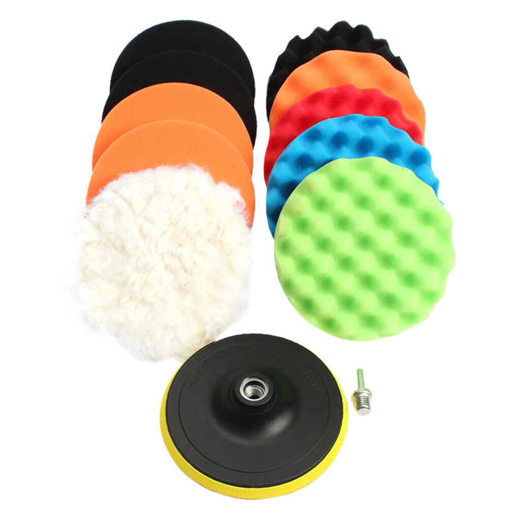 11 Pieces 3 Inch Sponge Polishing Waxing Buffing Pads Kit Set Compound For Auto