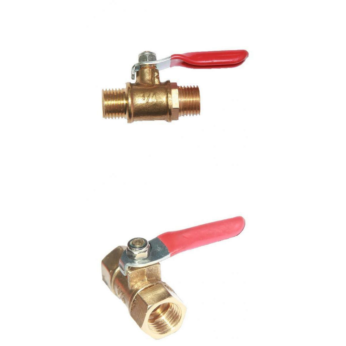 1/4 Male x Male Brass Pipe Ball Valve Water/Air Fluid Connector Fitting