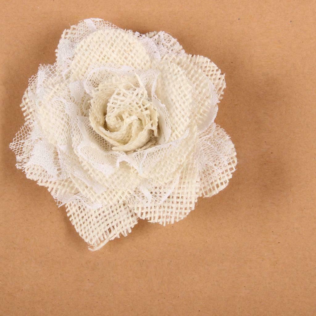 Lot of 5pcs Hessian Lace Rose Heads Party Home DIY Craft Decoration