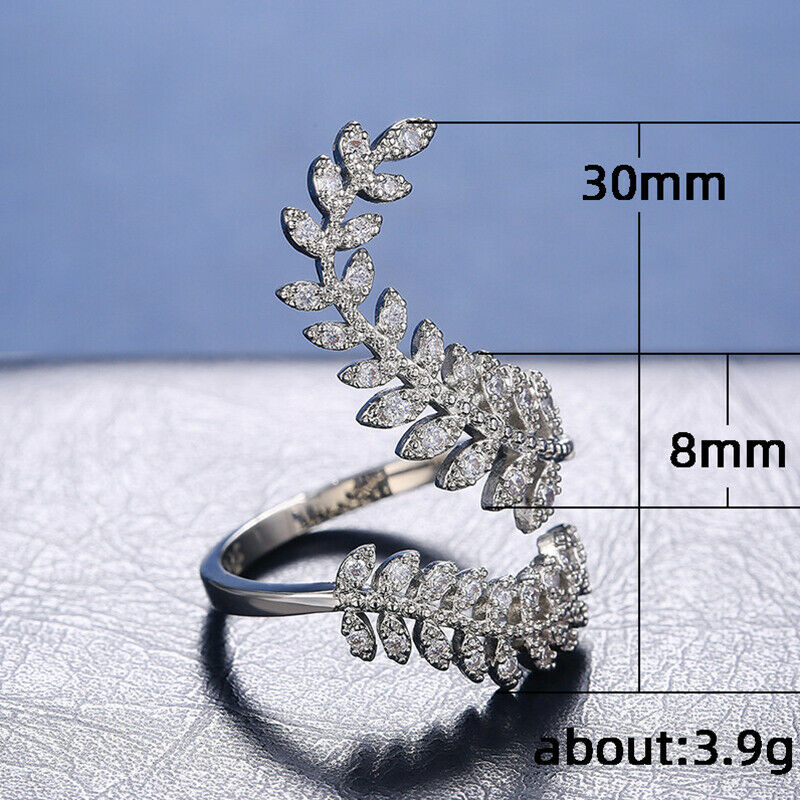 Fashion Leaf Opening Ring for Women Wedding Party Finger Ring Adjustable .l8