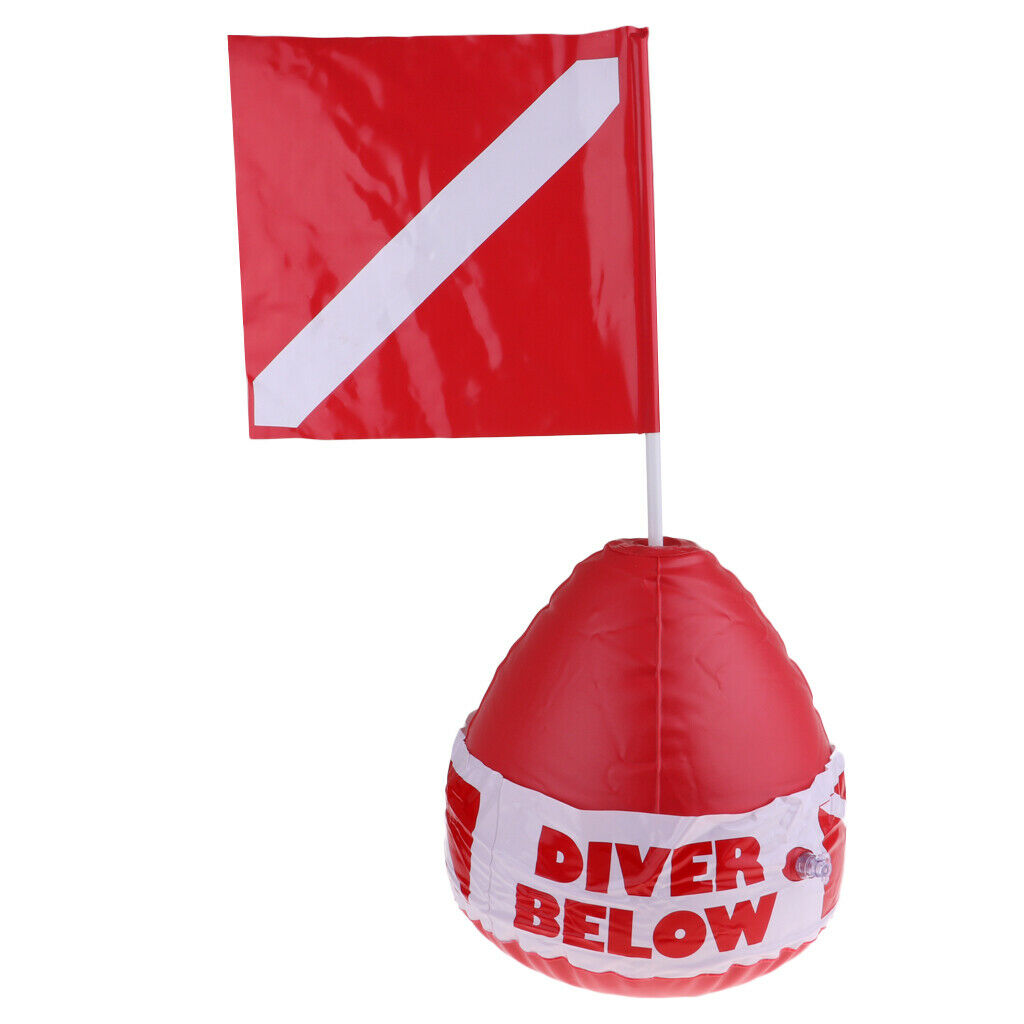 Scuba Diving Diver Below Inflatable Float Surface Marker Buoy, PVC Dive Flag