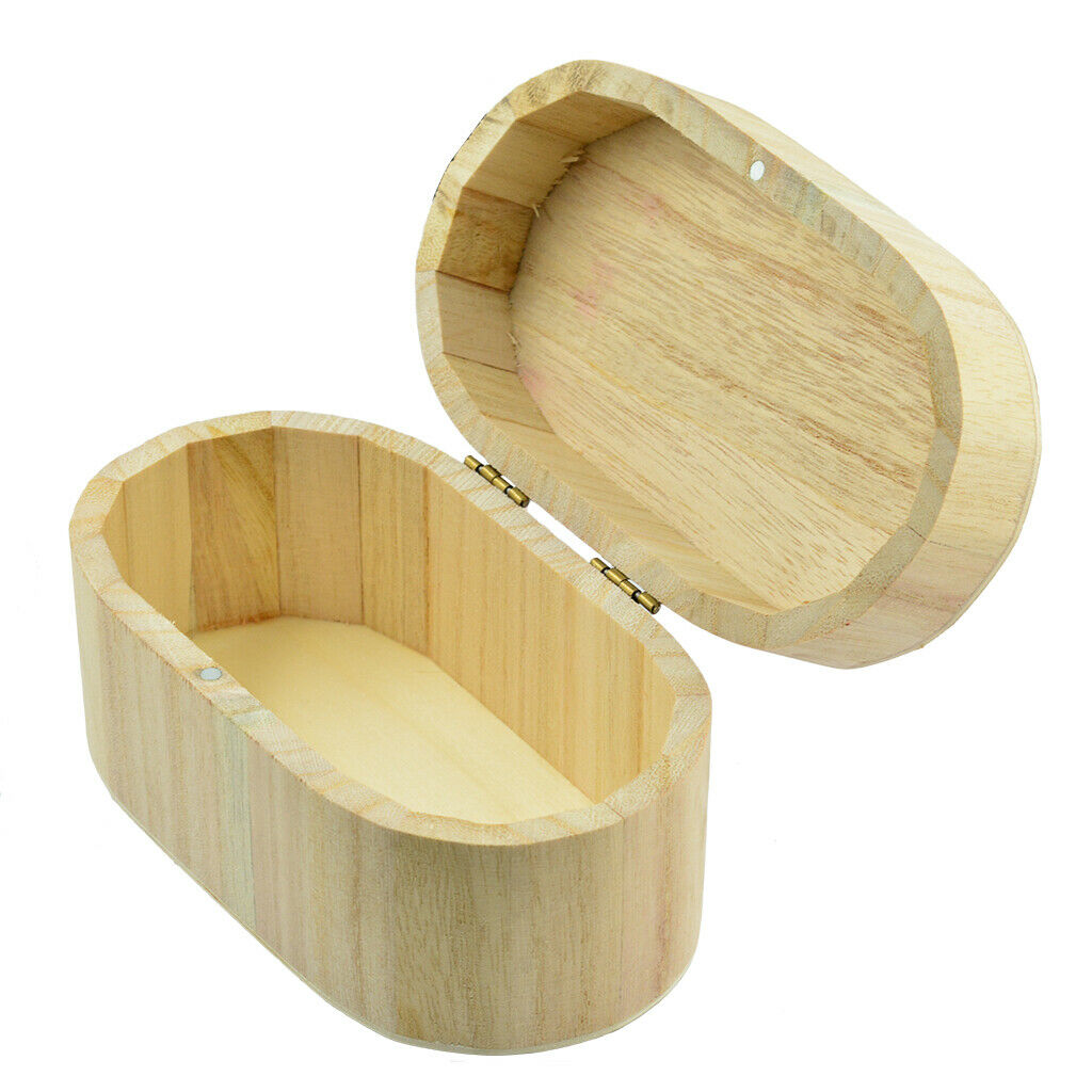 Unfinished Wood Boxes with Lid Clasp for Trinkets, Oval Wooden Case Jewelry