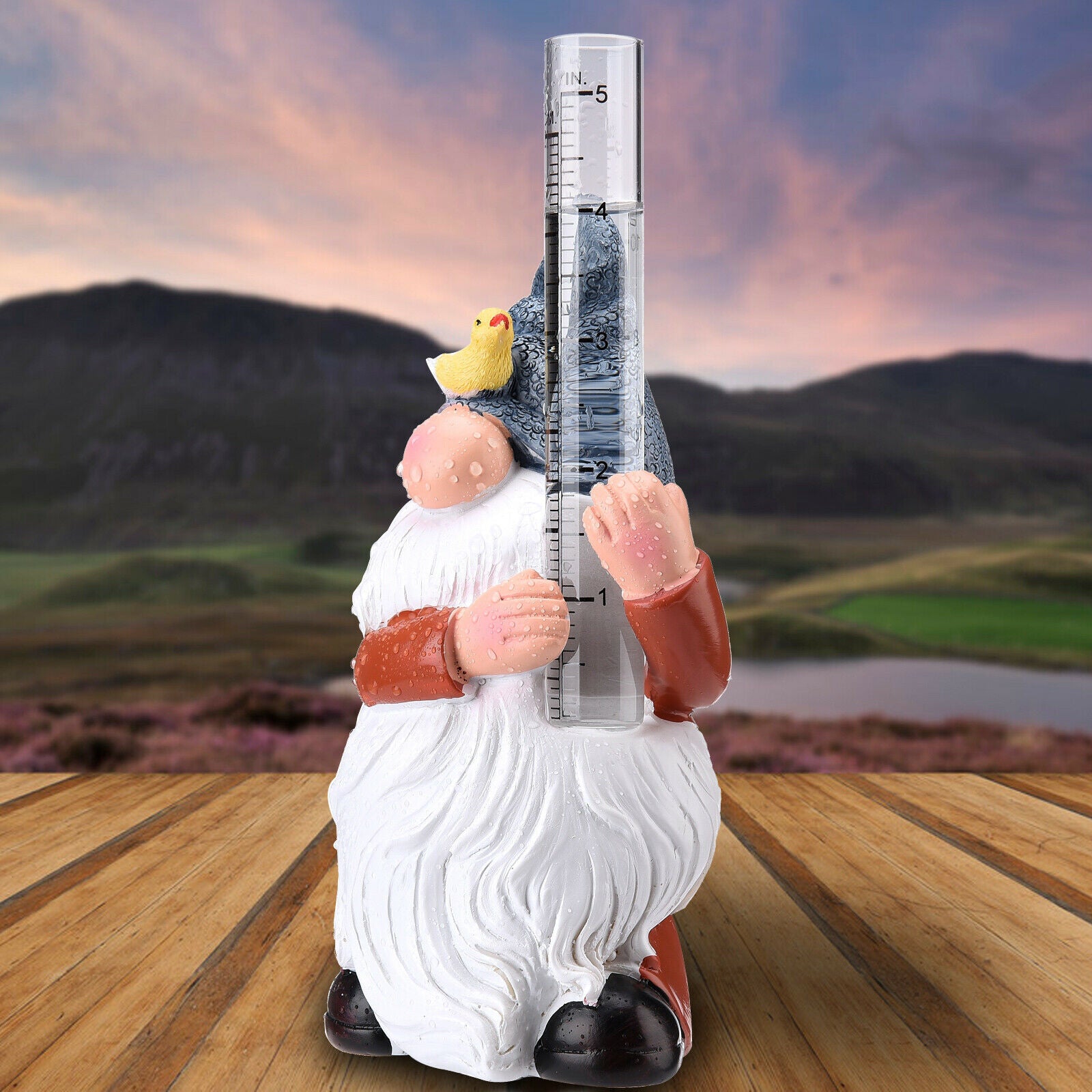 Garden Rain Gauges Gnome Sculpture Plastic Yard Durable Hand Painted 1PCS Statue