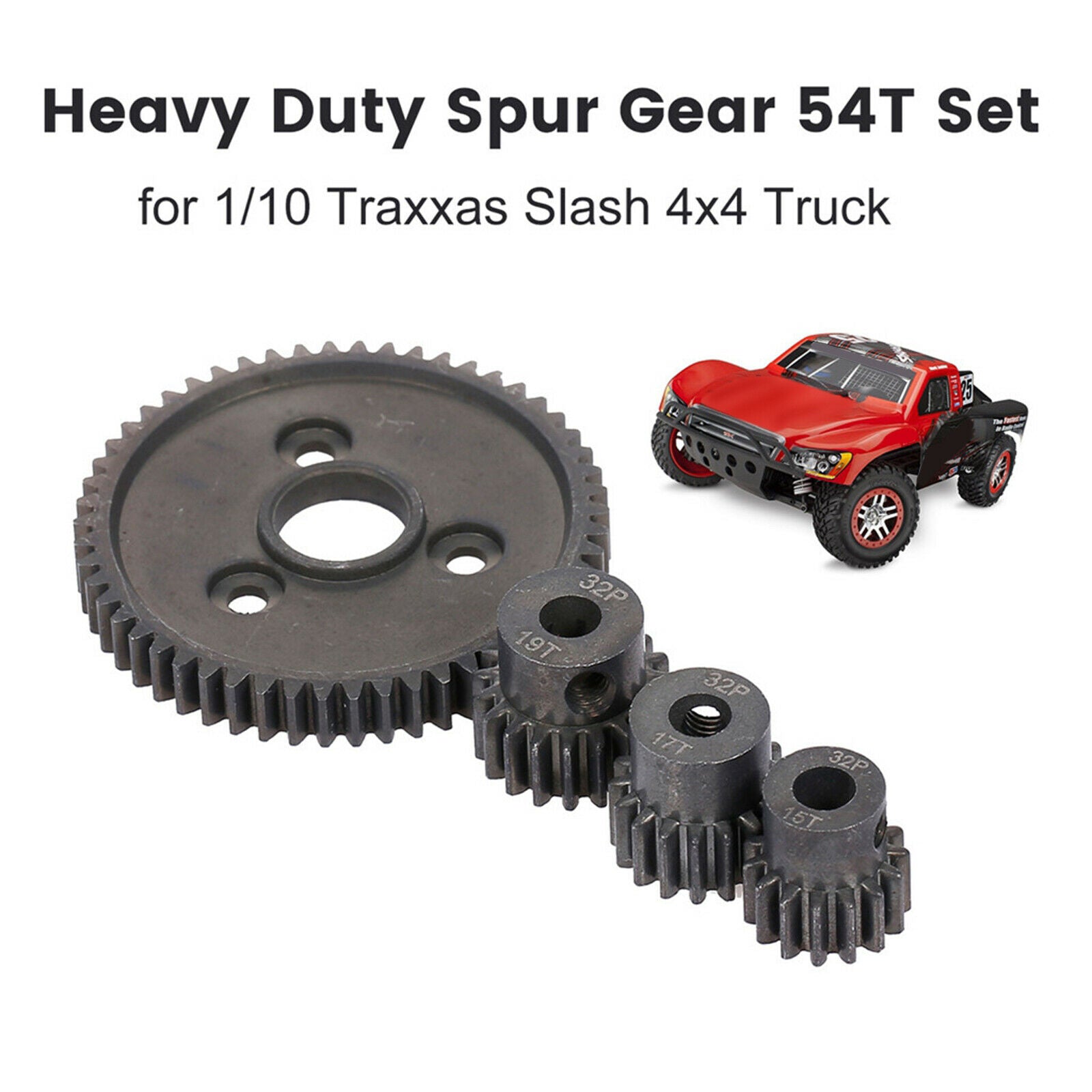Hard Steel 54T 0.8 Spur Motor with Pinions Fit for Slash 4x4 1/10 Parts
