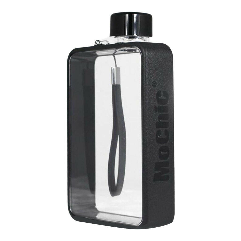 Reusable Flat Plastic Water Bottle, Special Book Shape Bottle Design Black