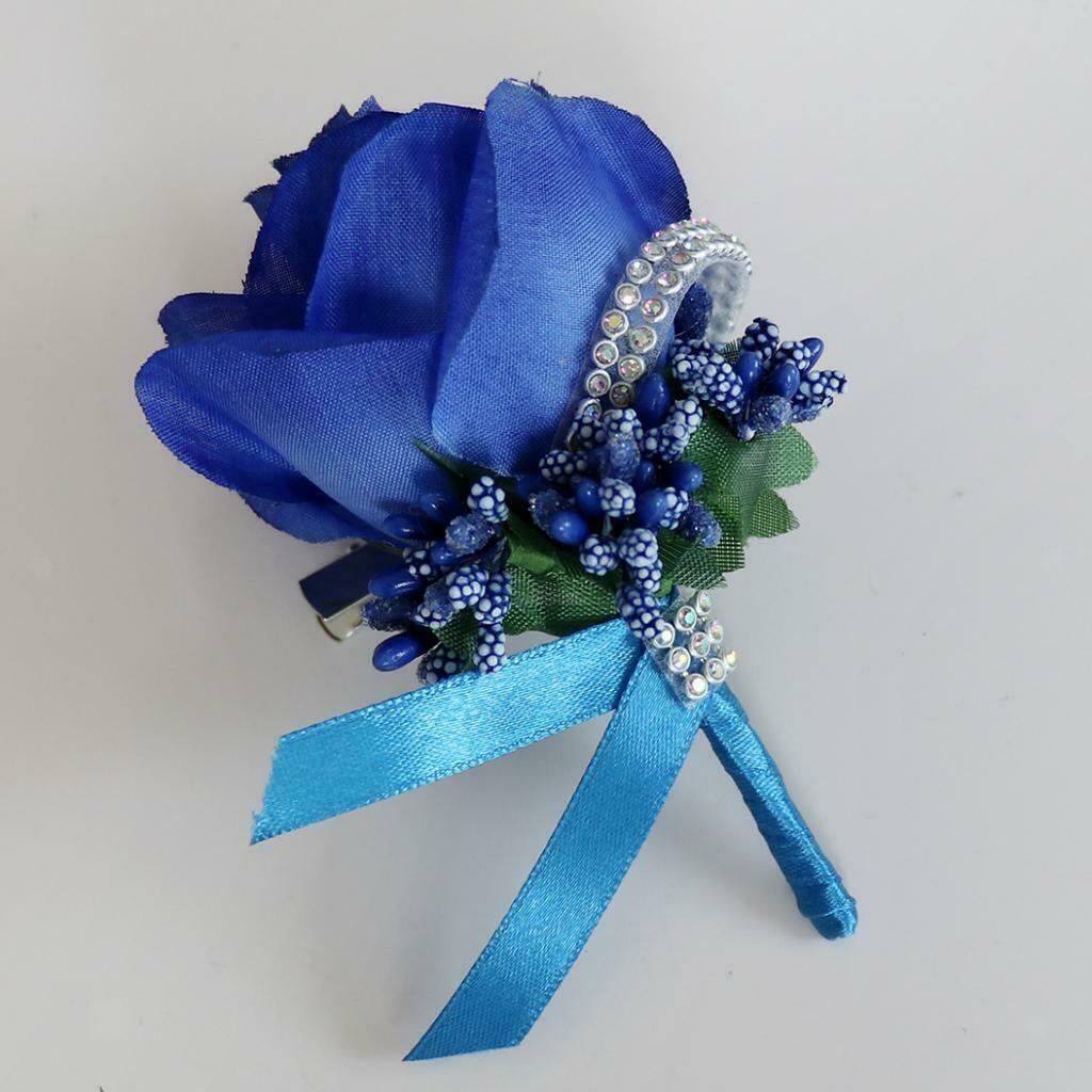Stimulation Rose Flower Brooch Pin Wedding Corsage Pin Saphire