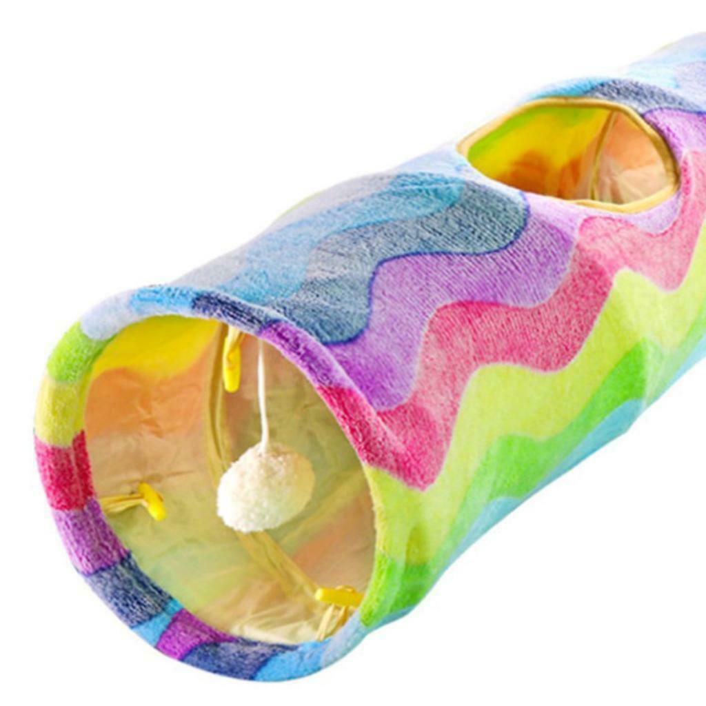 Collapsible Rainbow Cat Crinkle Play Tunnel Tube Pet Entertainment Toys