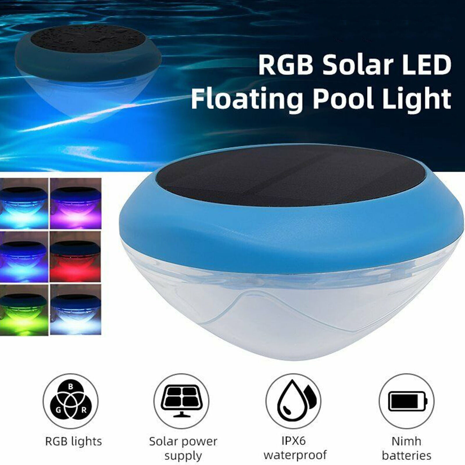 RGB Solar LED Floating Light Colorful Swimming Pool Pond Underwater Bright Lamps