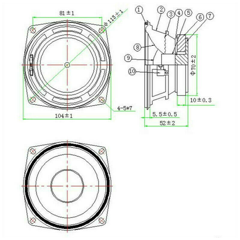 1Pc  4 inch Portable Speaker 4 Ohm 15W Bass Speaker DIY Multimedia Subwoofer New