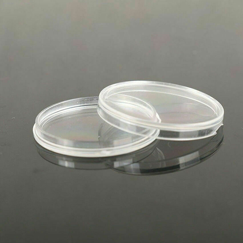 10PC 40mm Clear Round Plastic Coin Capsules Containers Coin Protector Case