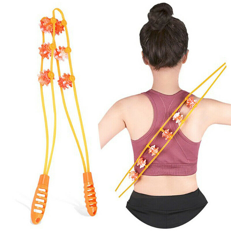 6Balls Massager Back Puller Strip Handheld Roller Massage Shoulder Neck Wais Rf