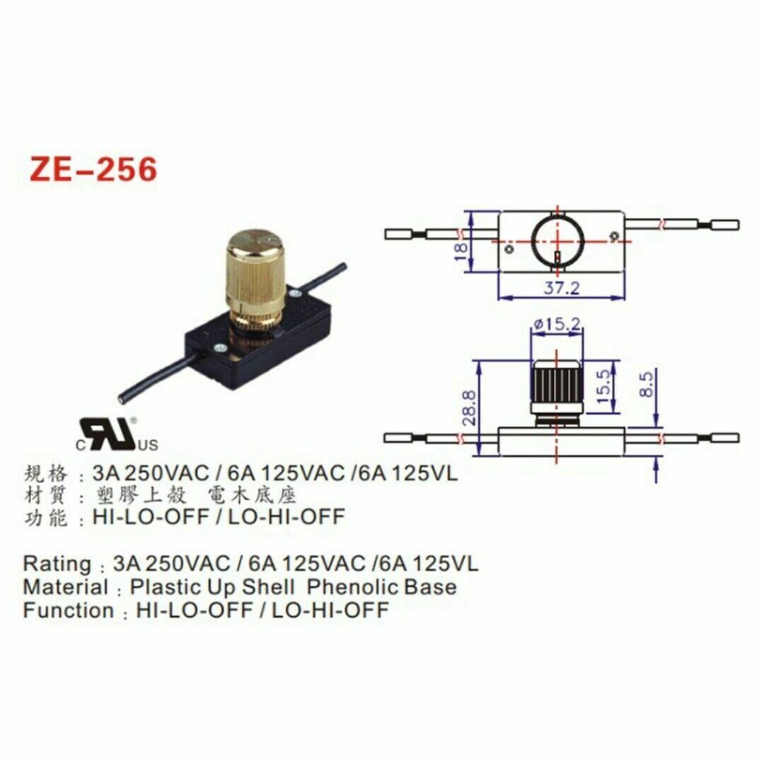 ZE-256 Table Lampe Murale Remplacement Laiton Rotatif Interrupteur Entrain Ear L