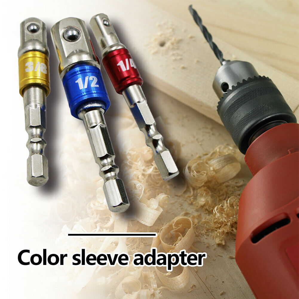 3pcs Hex Drill Bit Socket Adapter Electric Impact Driver Conversion Bar @
