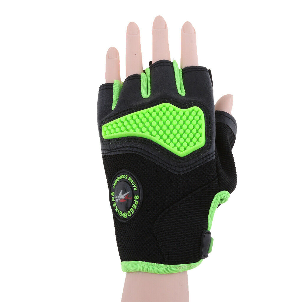 Green Half Finger Gloves for Motorcycle Bicycle Riding Cycling Sports XL
