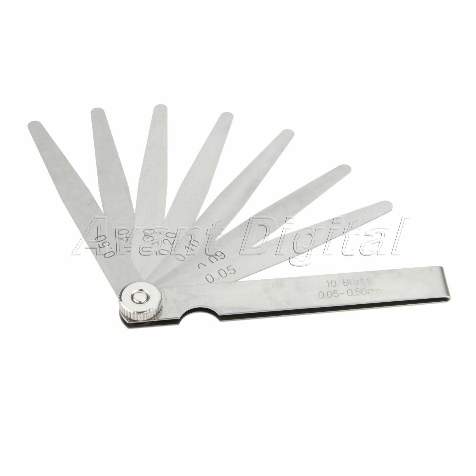 New 10 Blades Feeler Gauge 0.05mm-0.5mm Metric for Checking Inspect Valve Tappet