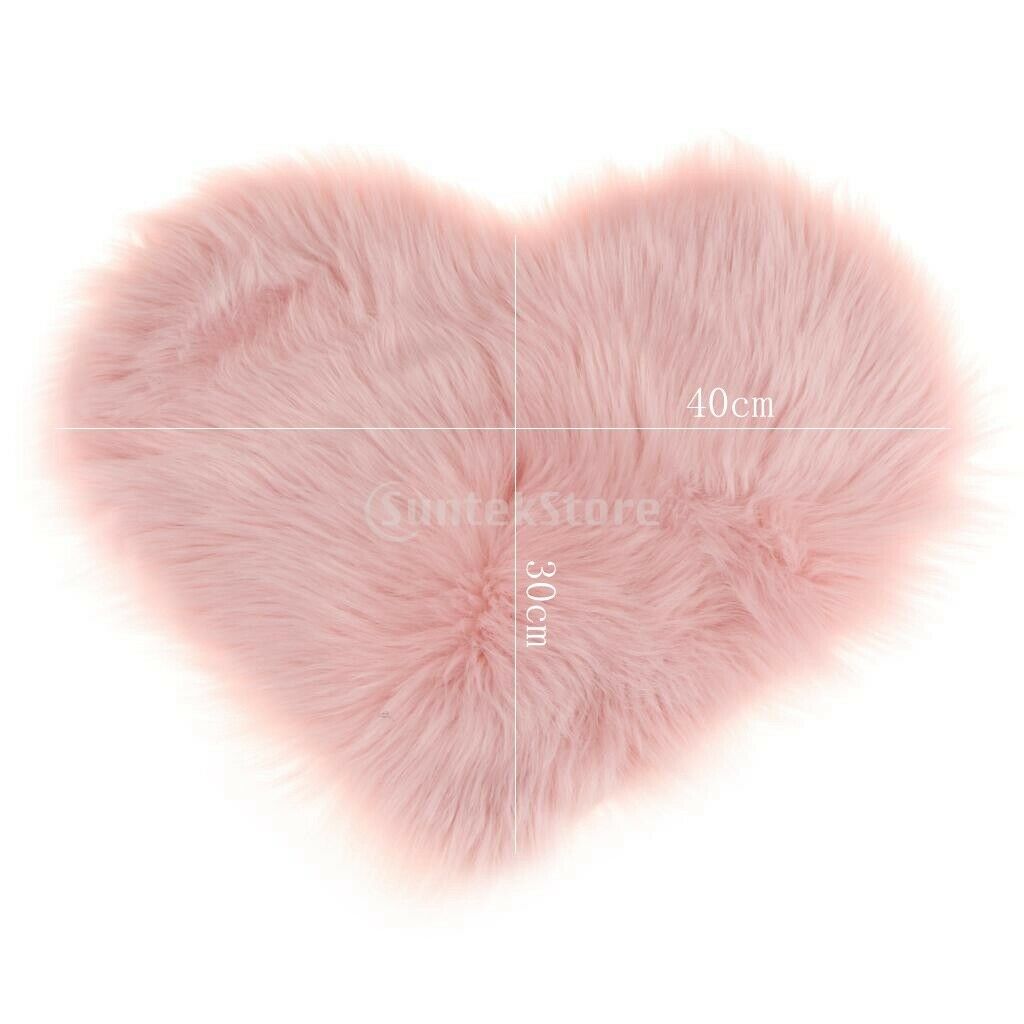 Love-Shape Faux Fur Sheepskin Area Rugs with 5cm Pile, Car Chair Seat Pads,