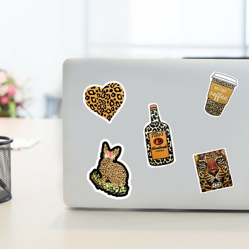 50Pcs Fashion Leopard Stickers For Scooter Bike Mobile Phone Notebook Travel DF