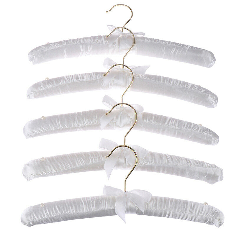 5x Clothes Hangers Satin Padded Luxury Soft Coat Hanger:0Z9D FT
