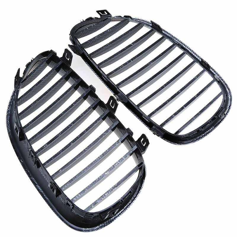 For BMW E60 525i 528i 530i 535i M5 03-09 Pair Carbon Fiber Front Kidney Grilles
