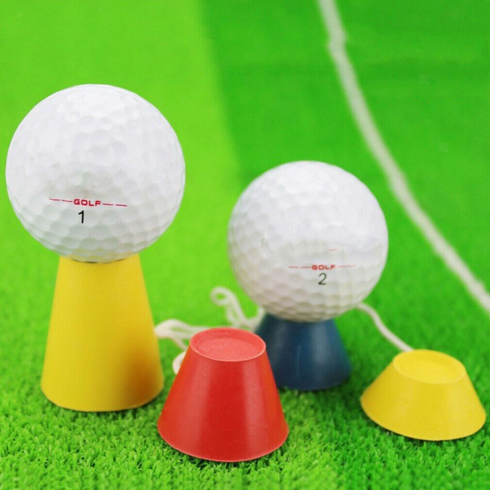 12pcs Rubber Winter Golf Tees Stringed Pyramid Tee Training Aids Equipment