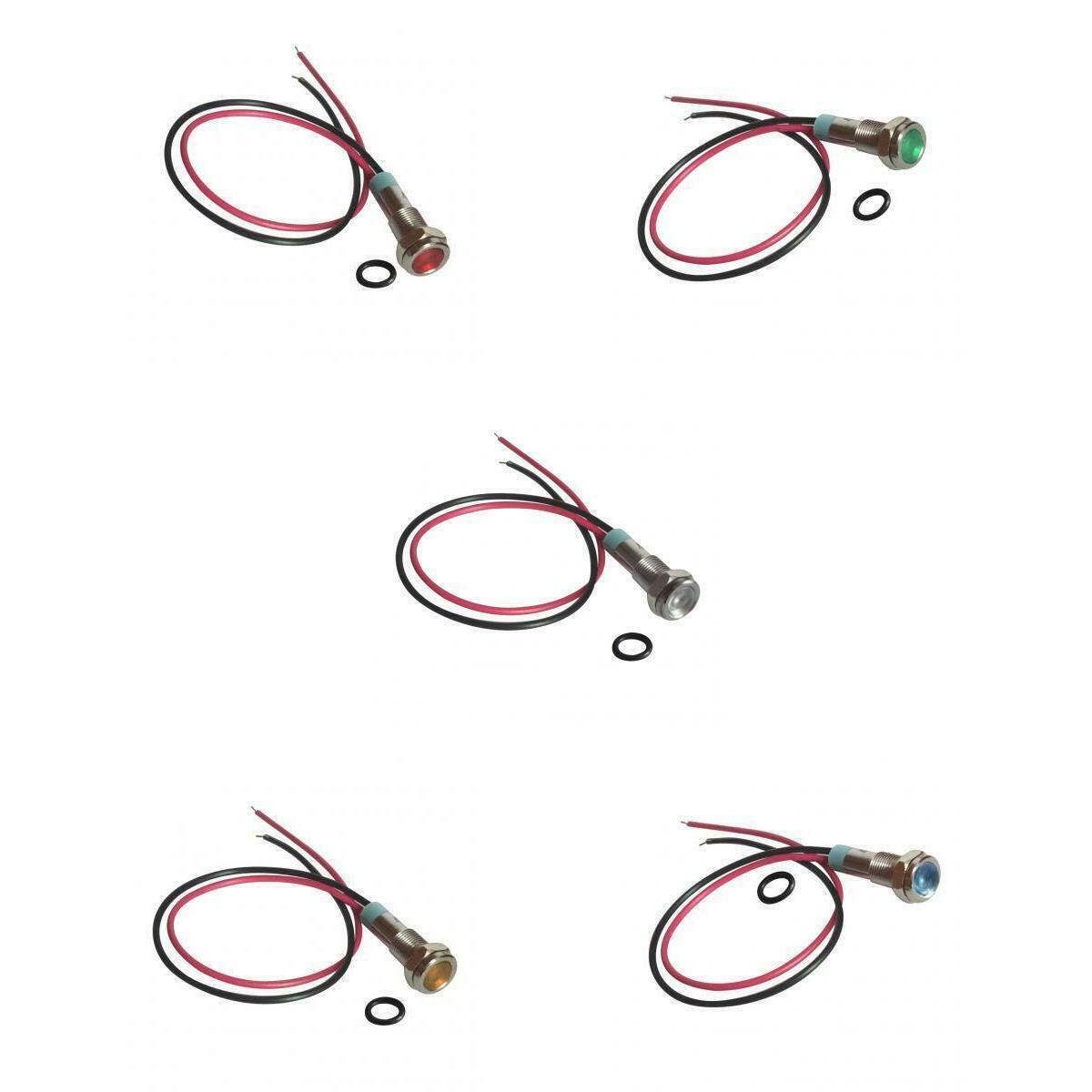 5pcs LED Indicator 6mm Thread Metal 6V Light Panel Signal   Bulbs Lamps