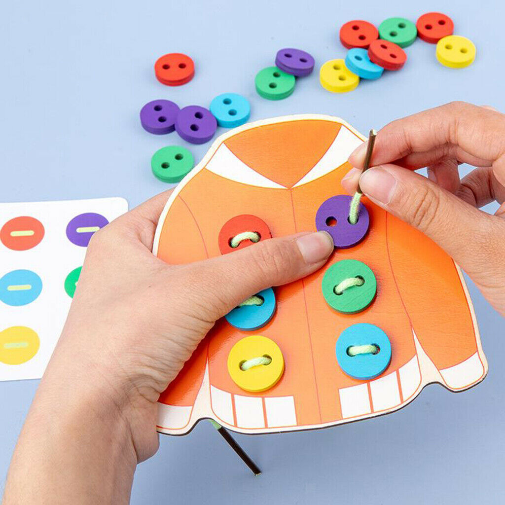 Wooden Sew On The Button Early Education Teaching Aid Lacing Threading Game