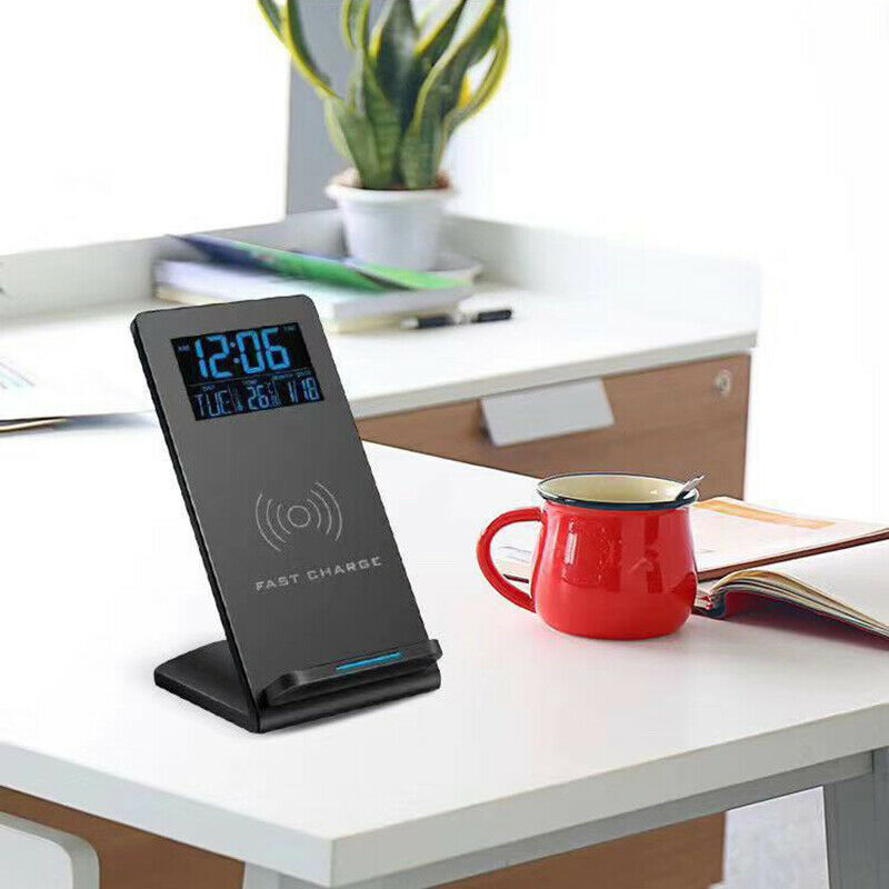3-in-1 Wireless Charger Desktop Stand Pad with Digital Clock Time TemperaturBDA