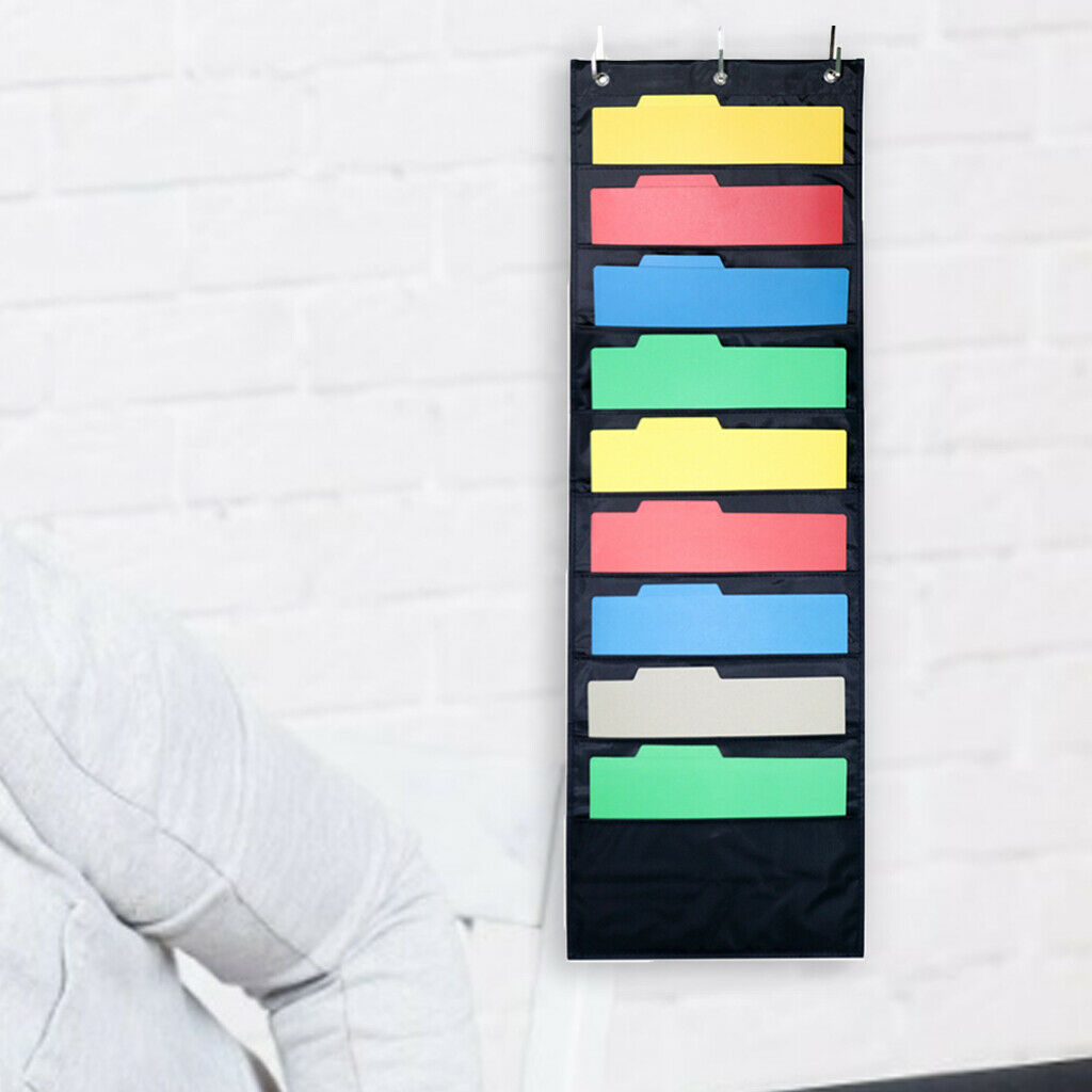 Hanging Storage Pocket Chart with 10 Pockets 3 Hangers Wall Organize Files