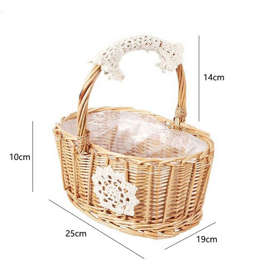Weaving Basket Hand-Woven Crafts Floral Natural Storage Box for Family Party