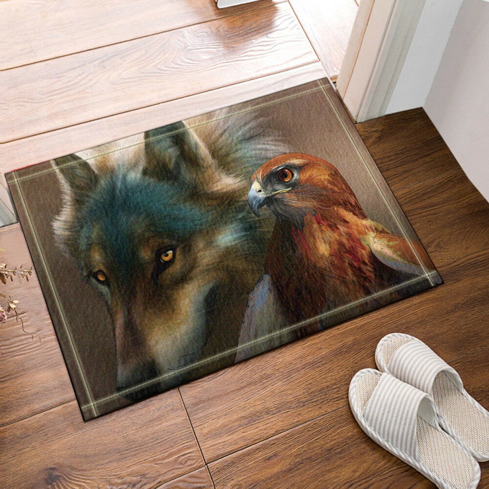 Wolf and Eagle Painting Floor Rug Carpet Mat Bathroom Mat Non-slip Pad 40x60cm