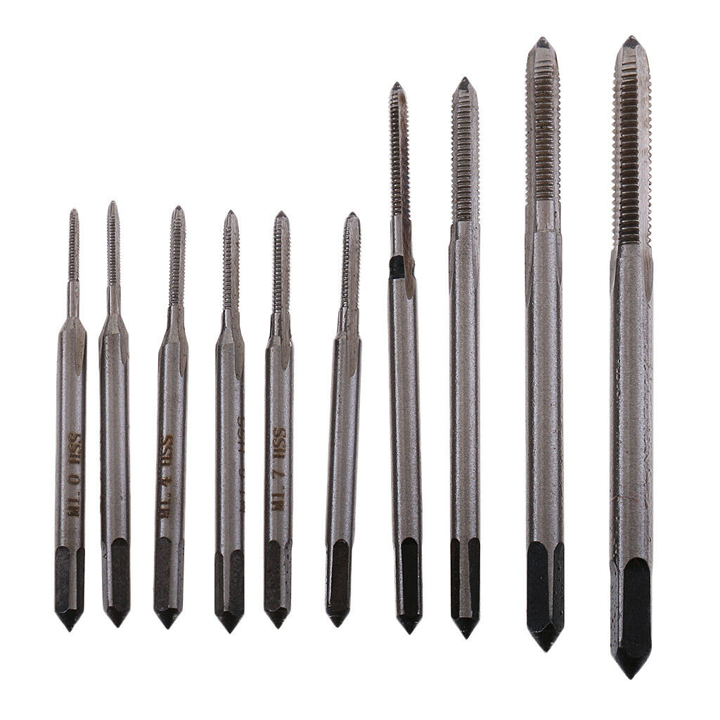 10Pcs/Set M1-M3.5 Hand Screw Thread Plug Taps Set Alloy Steel Tap Drill Bits
