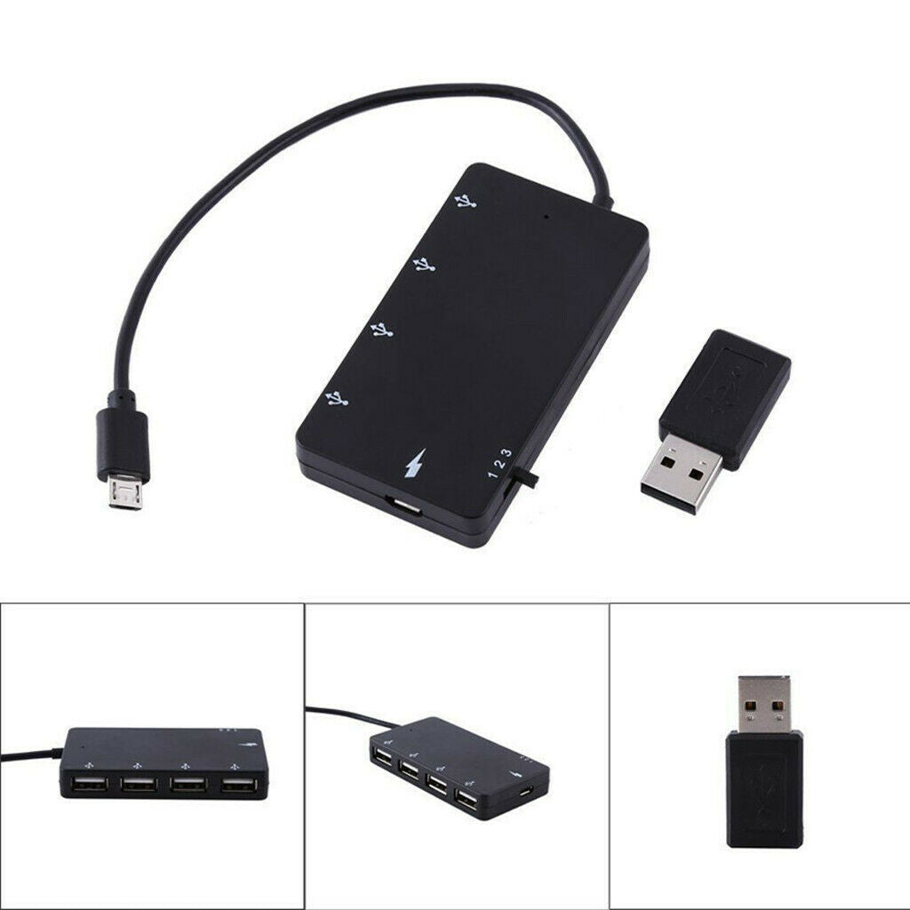 4-Port Micro USB OTG Hub Host Charging Cable Adapter Converter For Android