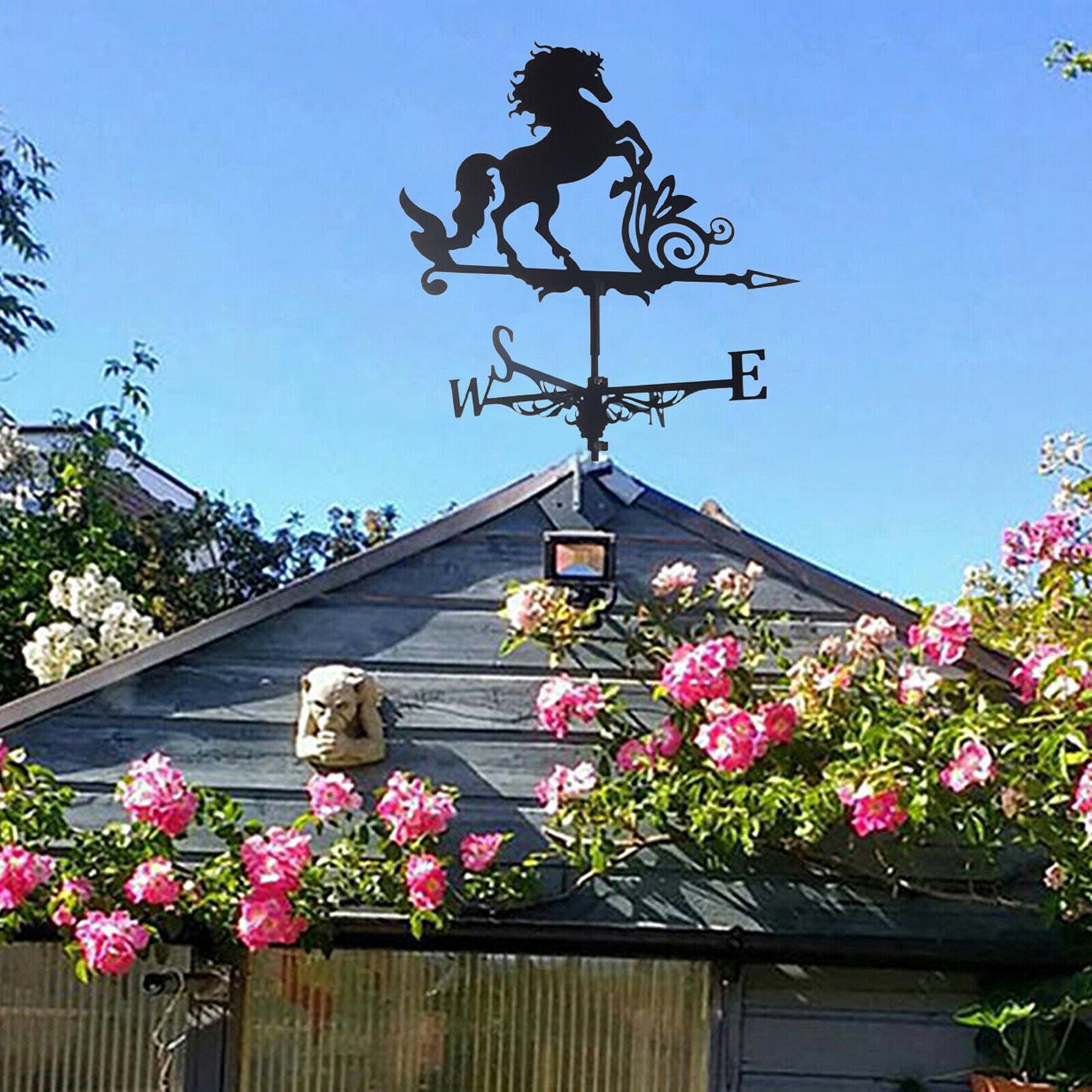 Retro Metal Horse Shape Weathervane Weather Vane Outdoor Yard Barn Scene