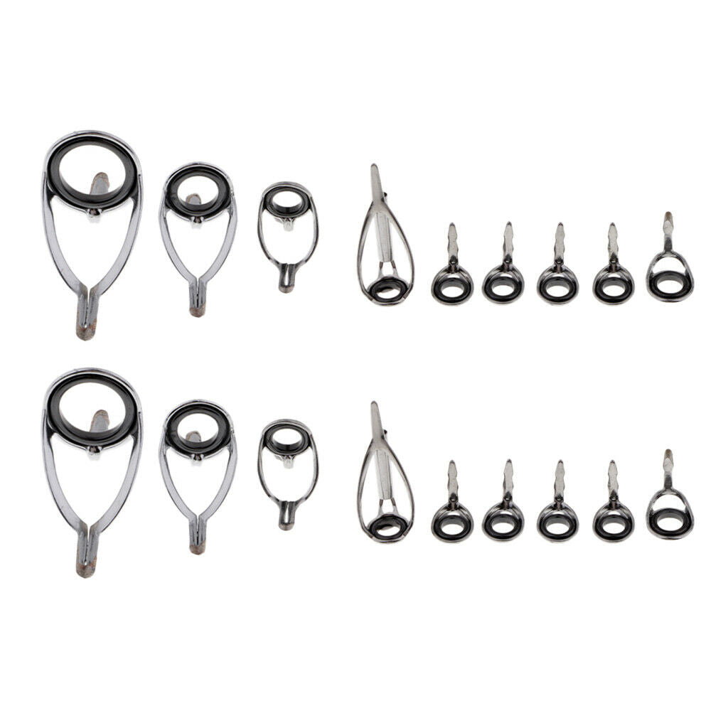 18pcs Fishing Rod Guide Tip Eye Ring for Rod Building 5# 5.5# 6# 8# 10#