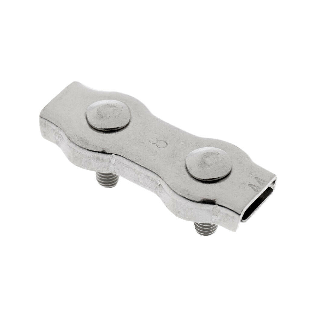 304 Stainless Steel Duplex Wire Clip 2-Post Bolt Rope Cable Clamp M8