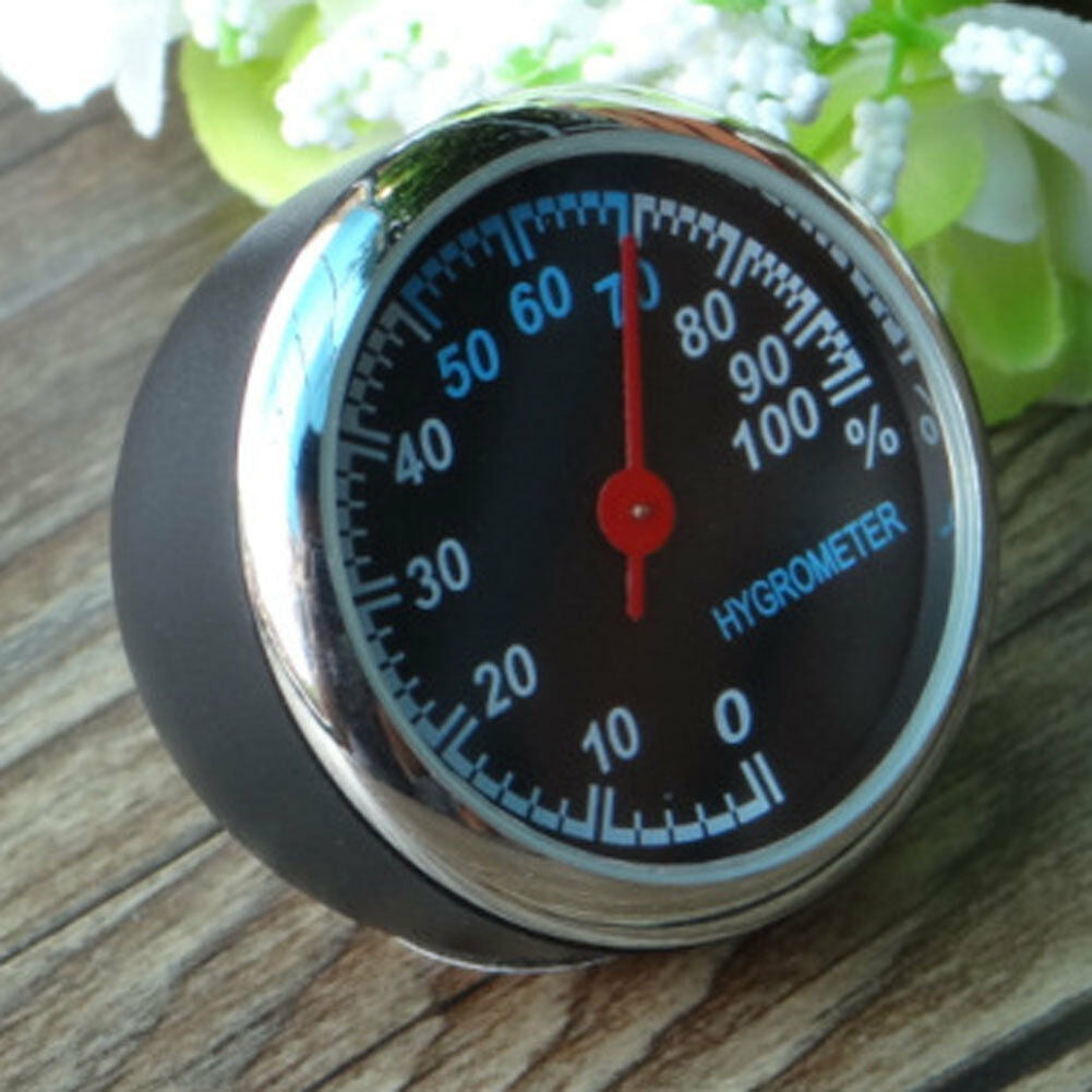 Steel Car Auto Hygrometer Meter Fit for Dashboard Ornament Decoration Black