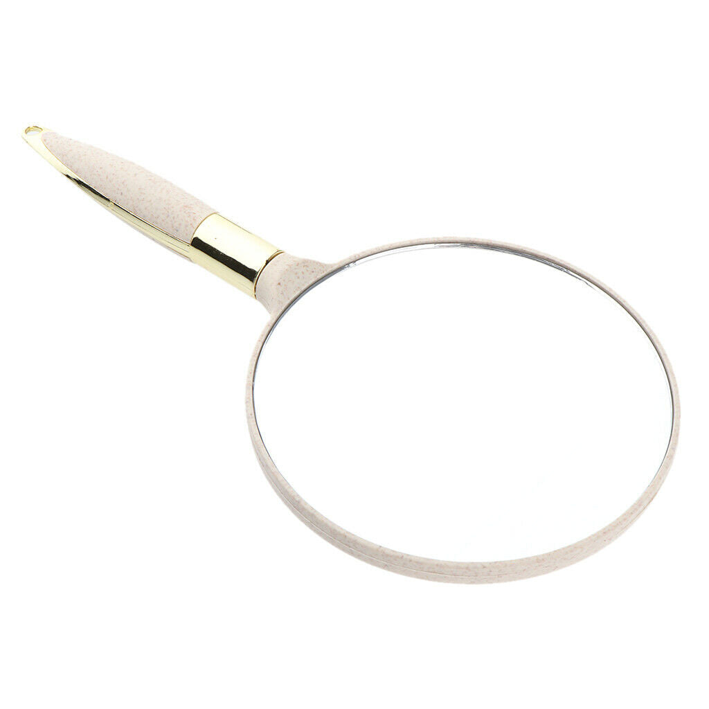 Portable Plastic Handheld Mirror for Vanity Makeup Home Salon Travel Beige
