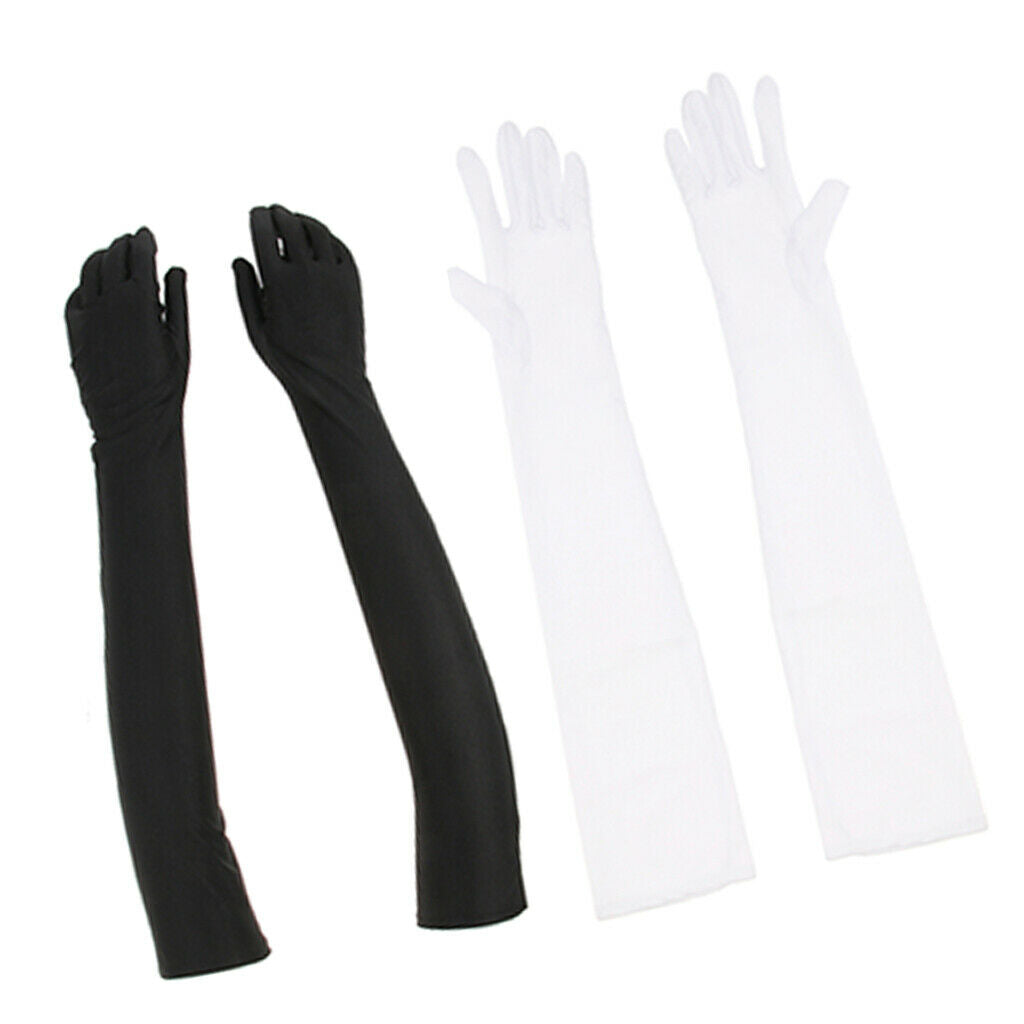 2 Pairs Womens Long 1920s Opera Gloves Evening Wedding Sun Block Elbow Gloves