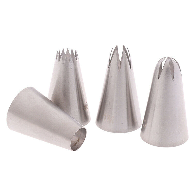 4Pcs Large Icing Piping NozzlePastry Tips Baking Tools Cakes Set Stainless.l8