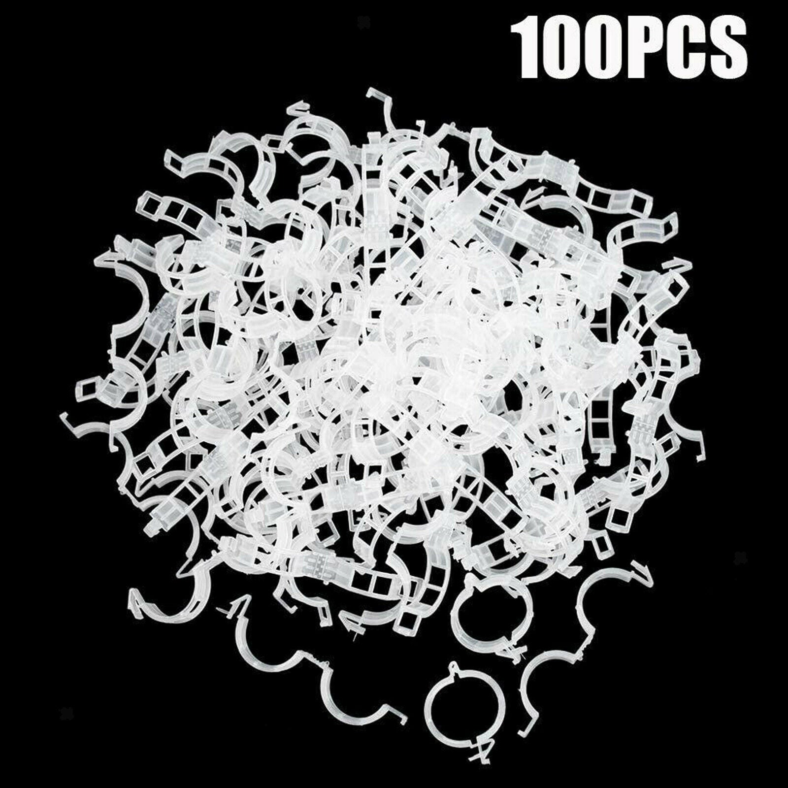 100x Plant Support Clips Tomato Trellis Vine Plants Greenhouse Fixing Tool