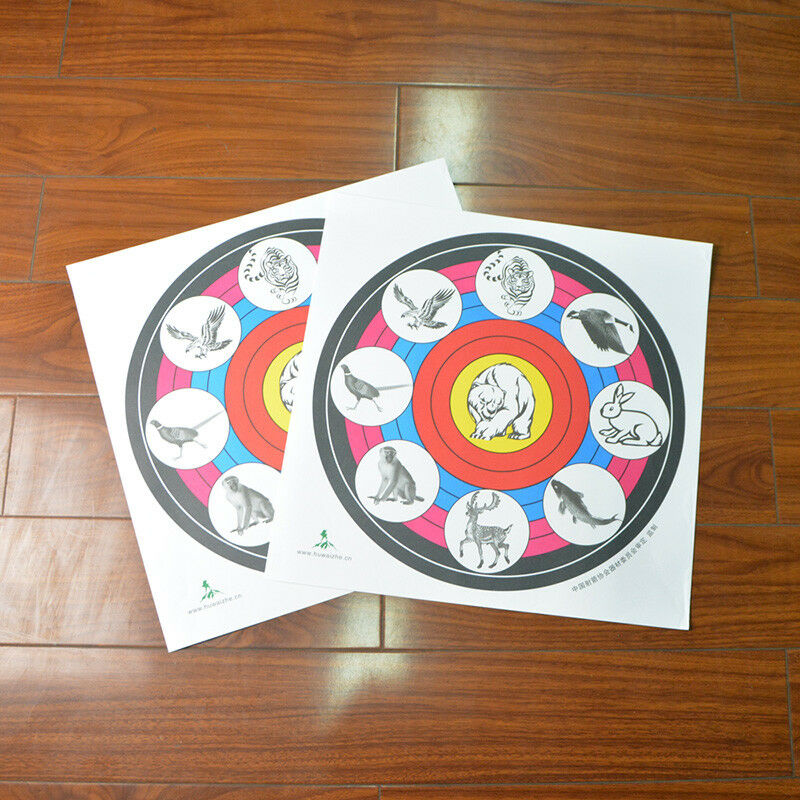 10pcs 16x16" Animal Targets Paper Face Circles Archery Shooting Practice Shots