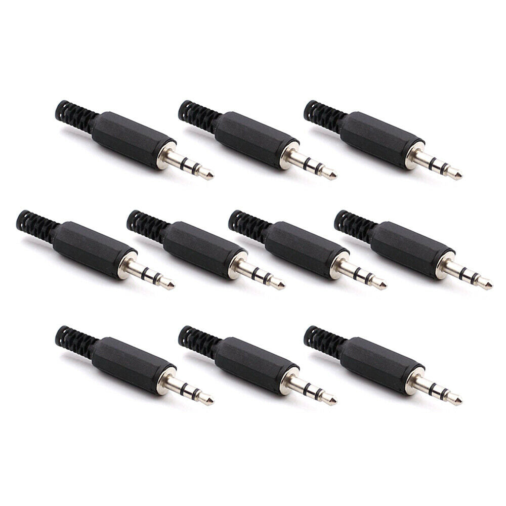 10Pcs/Lot 3.5mm Plastic HeadPhone Connector Stereo Audio Male Plug Adaptor