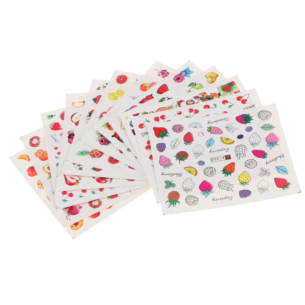24 PCS Different Styles Pattern Flower Fruits DIY Nail Art Stickers Decals