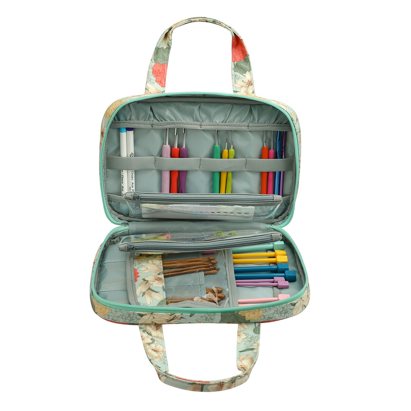 Portable Organizer Knitting Crochet Hooks Case Accessories Sewing Zipper Bag