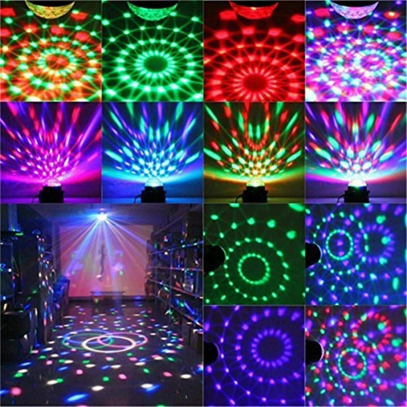 RGB Sound Activated Remote Control LED Crystal Disco Ball Stage Light Effect