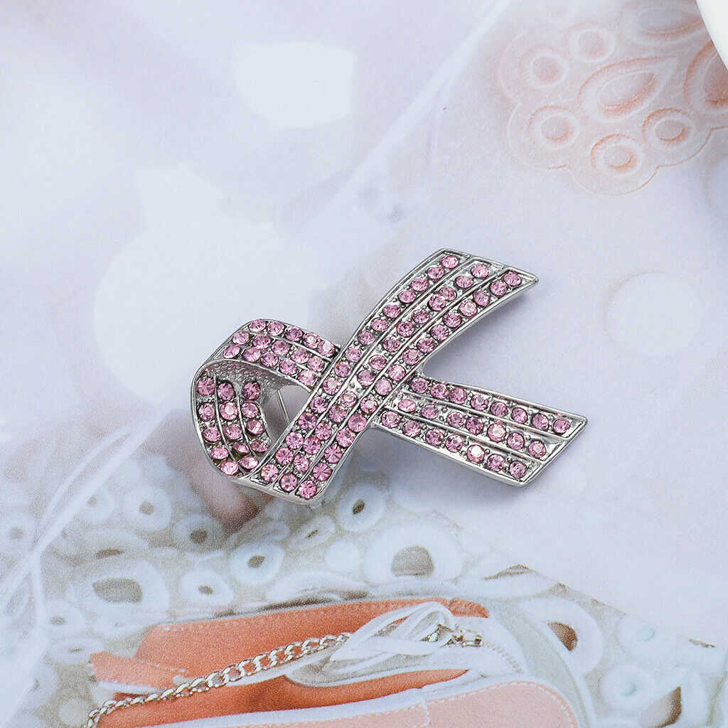 Bow Knot Style Pink Crystal Ribbon Brooch Pin Women/Men Corsage Jewelry Gift