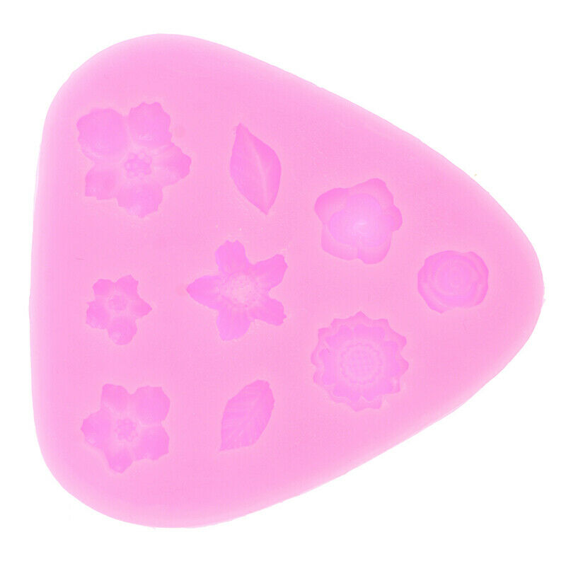 Cartoon Flower & Leaf Silicone Fondant Soap Cake Mold Cupcake Baking Tool.l8